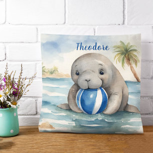 Baby Manatee Boys Personalised Cushion