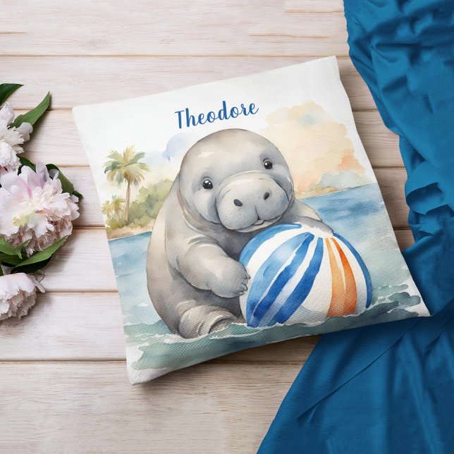 Baby Manatee Personalised Boys Cushion (Creator Uploaded)
