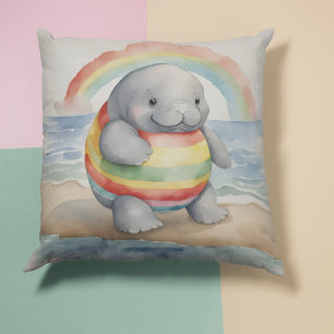 Baby Manatee Rainbow Cushion