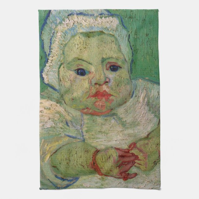 Baby Marcelle Roulin by Vincent van Gogh Tea Towel (Vertical)