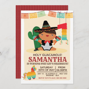 Baby Mariachi Holy Guacamole One Year Invitation