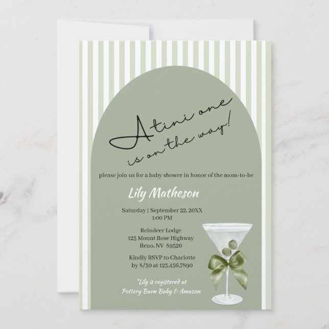 Baby Martini 'tini-one' Baby Shower Invitation (Front)