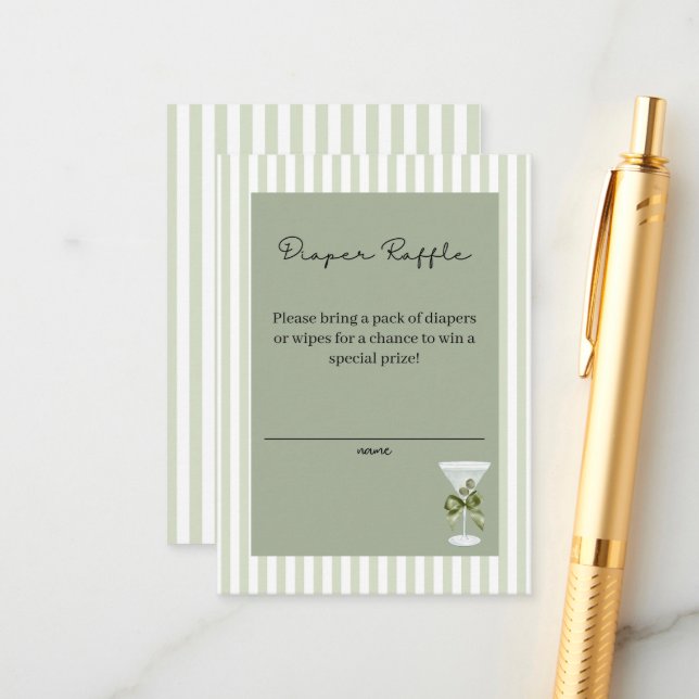 Baby Martini 'tini-one' Diaper Raffle Enclosure Card (Front/Back In Situ)