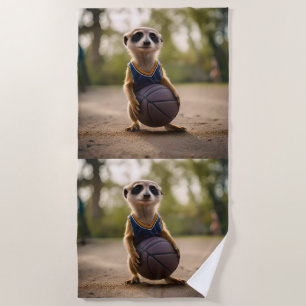 Baby Meerkat Basketball Player,  Beach Towel