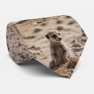 Baby Meerkat Playing In Sand,  Tie