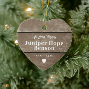 Baby Memorial Barnwood Full Photo Ceramic Tree Decoration