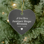 Baby Memorial Chalkboard Full Photo Ceramic Tree Decoration<br><div class="desc">Honour your precious baby with this photo ornament. Keep a beautiful reminder of your child, or give this as a holiday gift to family and friends. Personalise this baby photo memorial ornament with a custom name, memorial and year. This photo ornament features a chalkboard background front as well as a...</div>