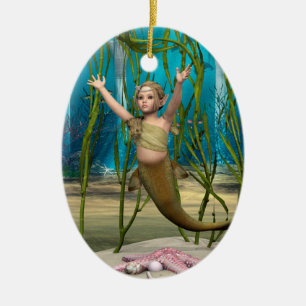 Baby Mermaid Ceramic Tree Decoration