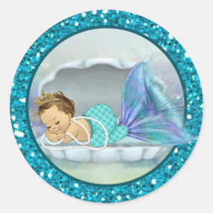 Baby Mermaid Envelope Seals Sm Round Stickers 130