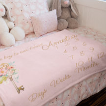 Baby milestone blanket, personalised baby girl