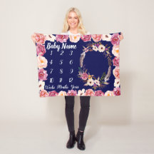 Baby Milestone Blanket Personalised Baby Girl Gift