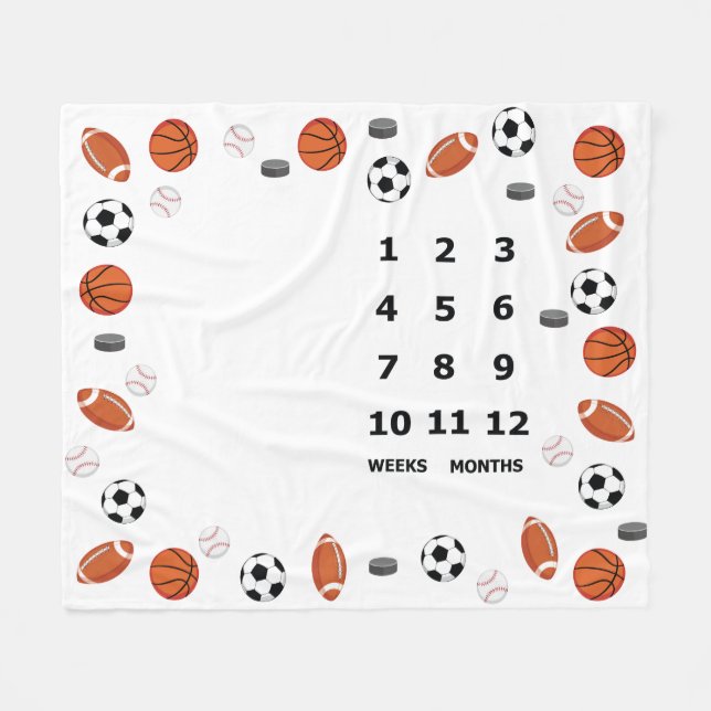 Baby Milestone Blanket Sports Design (Front (Horizontal))