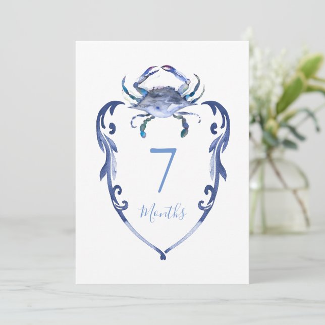Baby Milestone Cards Watercolor Blue Crab (Standing Front)