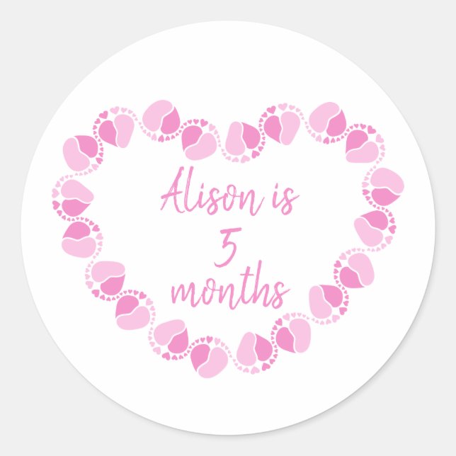 Baby milestone for baby girl classic round sticker (Front)