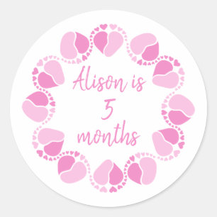 Baby milestone for baby girl classic round sticker