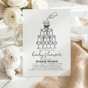 Baby Milk Bottle Champagne tower Funny Baby Shower Invitation