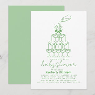Baby Milk Bottle Champagne Tower Funny Baby Shower Invitation