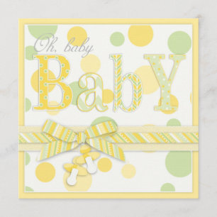 Baby Mint Yellow Dots Baby Shower Invitation