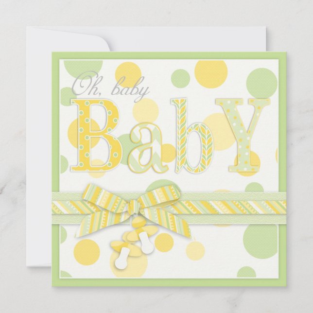 Baby Mint Yellow Dots Baby Shower Invitation (Front)