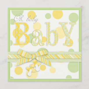 Baby Mint Yellow Dots Baby Shower Invitation
