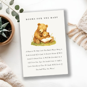 Baby Mom Bear Floral Neutal Books For Baby Shower Enclosure Card