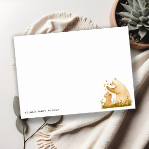Baby Mom Bear Floral Neutal Watercolor Baby Shower Card