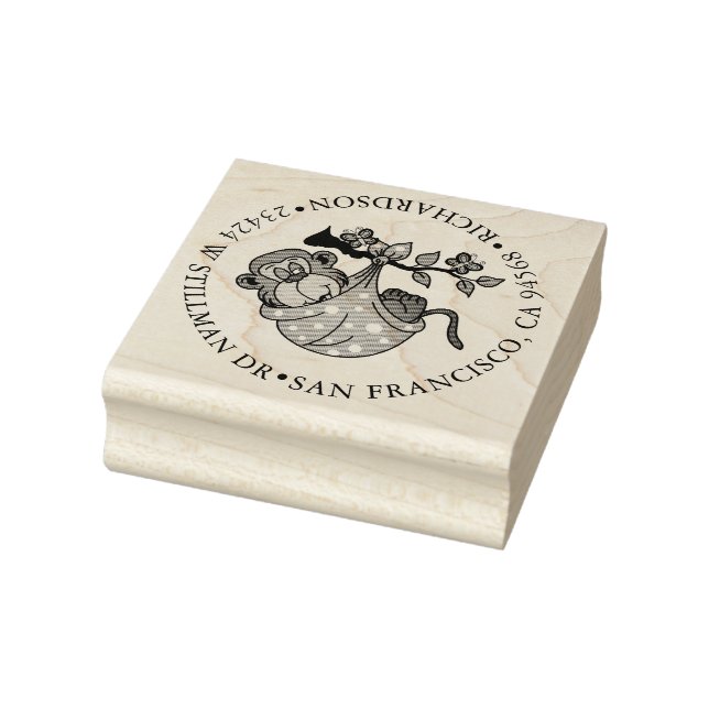 Baby Monkey and Address Rubber Stamp (Stamp)
