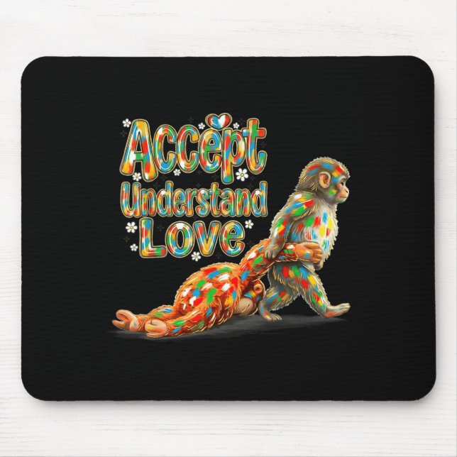 Baby monkey autism awareness accept understand mouse mat (Front)