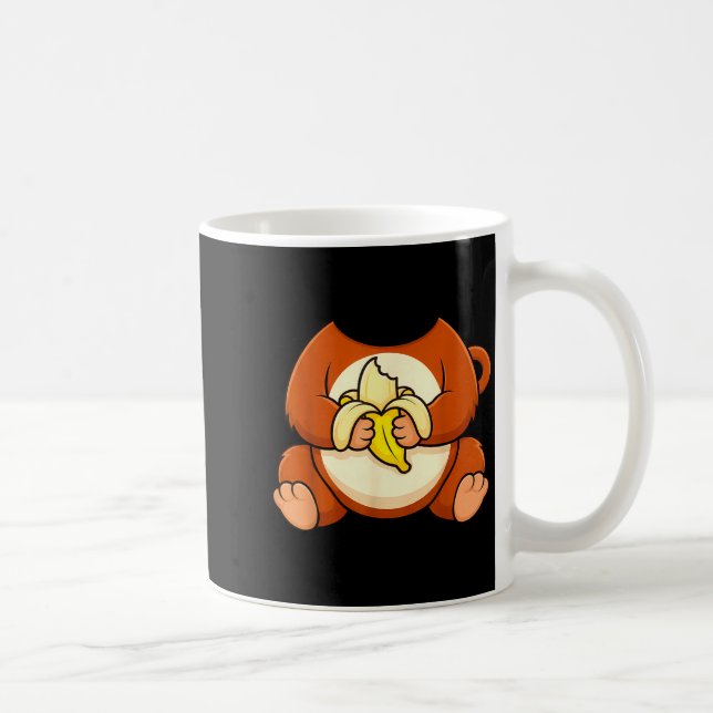 Baby Monkey Brown Monkey Banana Funny Monkey Coffee Mug (Right)