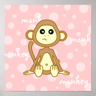 Baby Monkey Cute Poster / Print Nursery Wall Art