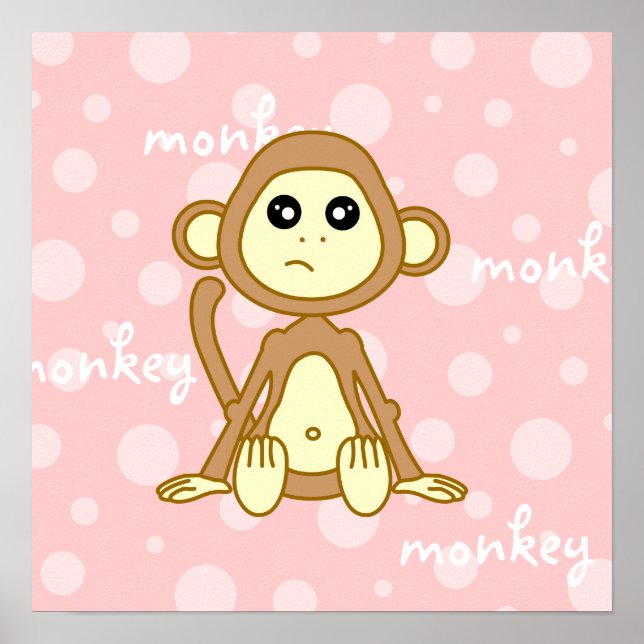 Baby Monkey Cute Poster / Print Nursery Wall Art (Front)