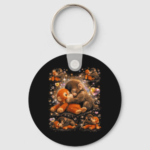 Baby Monkey Cute Punch Hugging Plush Key Ring