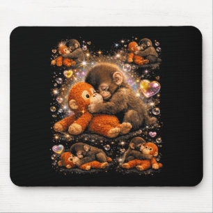 Baby Monkey Cute Punch Hugging Plush Mouse Mat
