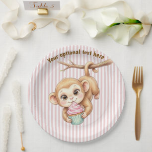 Baby Monkey First Birthday Paper Plate