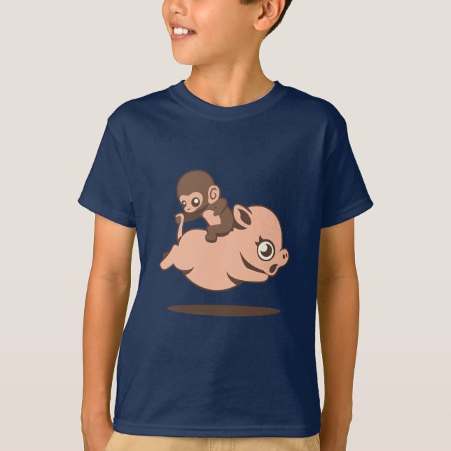 Baby Monkey (Going Backwards on a Pig) T-Shirt (Front)