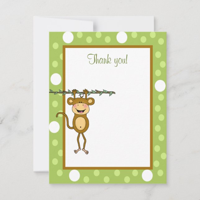 "Baby Monkey" Hanging Around Thank you note Card (Front)
