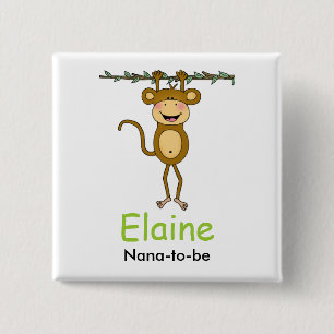 BABY MONKEY Hanging Monkey Personalised Button