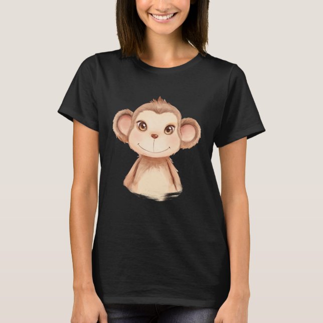 Baby Monkey Infant Watercolor T-Shirt (Front)