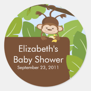 Baby Monkey Jungle Safari Baby Shower Sticker