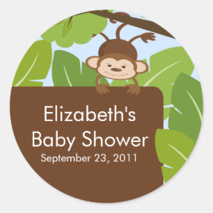 Baby Monkey Jungle Safari Baby Shower Sticker