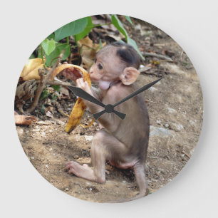 Baby Monkey Large Clock