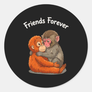 Baby monkey punch & orangutan friends forever classic round sticker