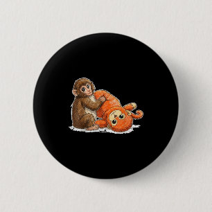 Baby monkey punch cute meme graphic tee 6 cm round badge