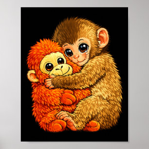 Baby monkey punch - funny monkey plush toy meme poster