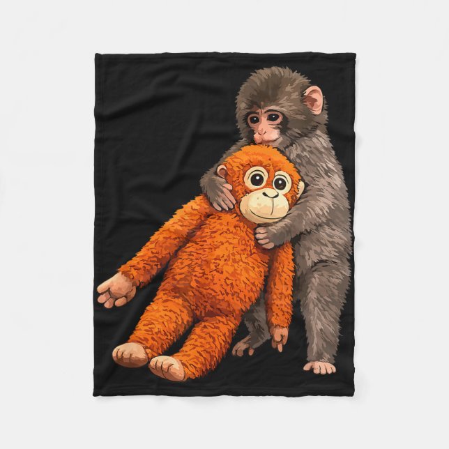 Baby monkey punch hugging  fleece blanket (Front)
