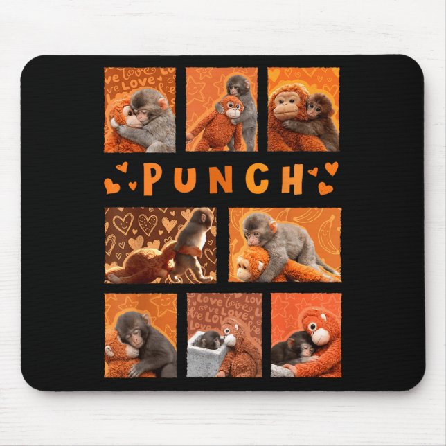 Baby Monkey Punch Mama Monkey Stuff Hugs Kids Men Mouse Mat (Front)