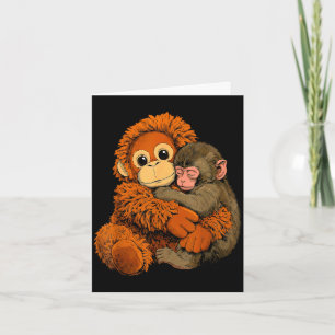 Baby monkey punch mama monkey toy warm hug cute card