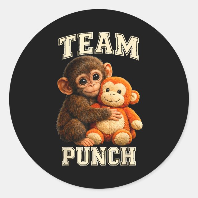 Baby monkey punch team punch  classic round sticker (Front)