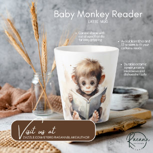 Baby Monkey Reader Latte Mug