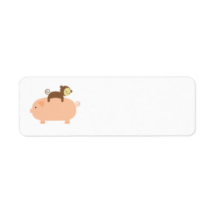 Baby Monkey Riding Backwards on a Pig